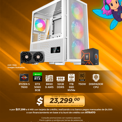 PC GAMER AMD Ryzen 5 7600, RTX 5060 8GB, 32GB RAM, 1TB SSD