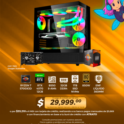 PC GAMER AMD Ryzen 7 5700X3D, RTX 4070 12GB, 32GB RAM, 1TB SSD