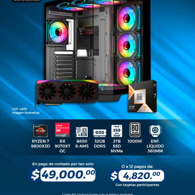 PROMO: PC GAMER AMD Ryzen 7 9800X3D, RX 9070 XT OC, 32GB RAM, 2TB SSD