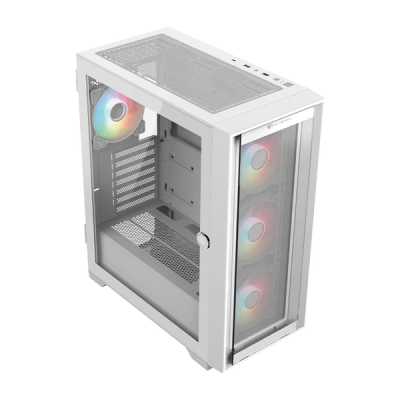 Gabinete Balam Rush Carbono Twin Mate 7000 con Ventana RGB, Midi-Tower, ATX/Micro-ATX/Mini-ITX, USB 3.0/2.0, sin Fuente, 4 Ventiladores RGB Instalados, Blanco