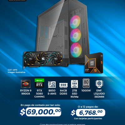 PROMO: PC GAMER AMD Ryzen 9 9900X, RTX 5080 Gaming, 64GB RAM, 2TB SSD