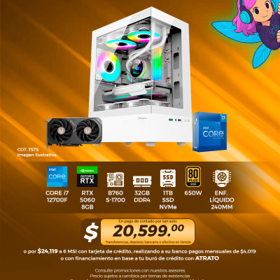 PC GAMER INTEL Core i7 12700F, RTX 5060 8GB, 32GB RAM, 1TB SSD