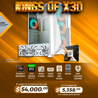 PROMO KINGS OF X3D: PC GAMER AMD Ryzen 7 9800X3D, RTX 5070Ti Eagle OC, 48GB RAM, 2TB SSD