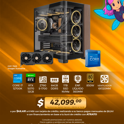 PC GAMER INTEL Core i7 12700K, RTX 5070 12GB, 64GB RAM, 1TB SSD