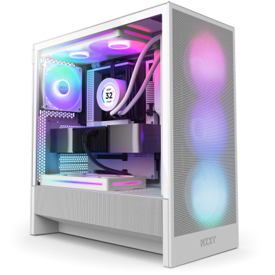 Gabinete NZXT H5 Flow RGB, Midi-Tower, ATX/EATX/Micro-ATX/Mini-ITX, USB 3.0, sin Fuente, 2 Ventiladores Instalados, Blanco