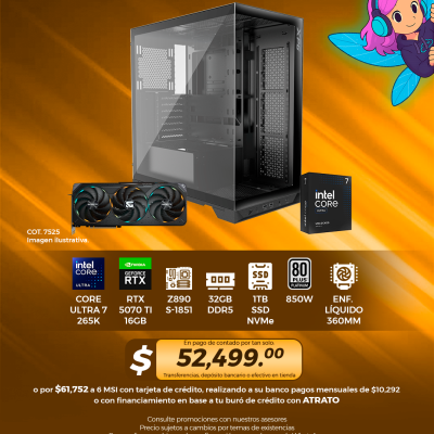 PC GAMER INTEL Core Ultra 7 265K, RTX 5070 Ti 16GB, 32GB RAM, 1TB SSD