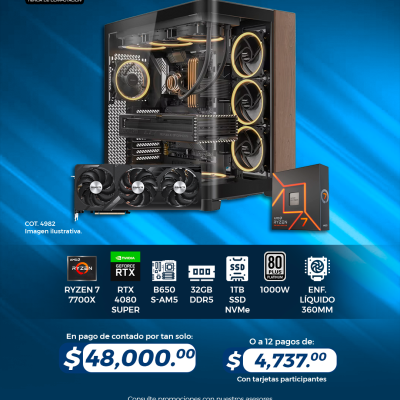 PROMO: PC GAMER AMD Ryzen 7 7700X, RTX 4080 Super, 32GB RAM, 1TB SSD