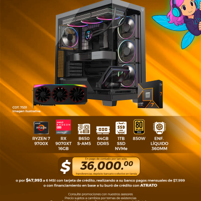 PC GAMER AMD Ryzen 7 9700X, RX 9070 XT 16GB, 64GB RAM, 1TB SSD
