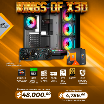 PROMO KINGS OF X3D: PC GAMER AMD Ryzen 7 7800X3D, RTX 5070Ti GAMING OC, 32GB RAM, 2TB SSD