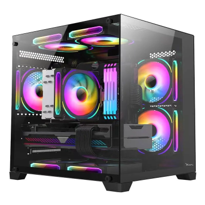 Gabinete Xzeal CUBO M-ATX Negro 3 ARGB