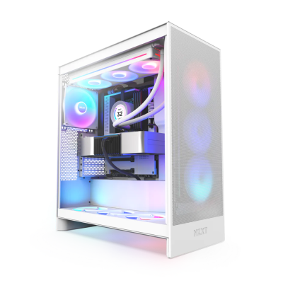 Gabinete NZXT H7 Flow RGB, Midi-Tower, ATX/EATX/Micro-ATX/Mini-ITX, USB 3.0, sin Fuente, 3 Ventiladores Instalados, Blanco